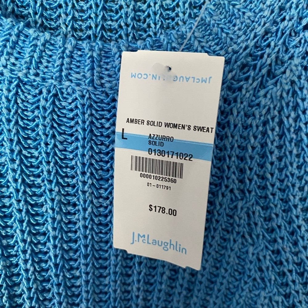 NWT J. MCLAUGHLIN Sweater Vest Blue Amber Woven Top Sleeveless Italian Yarn Sz L - Picture 6 of 9